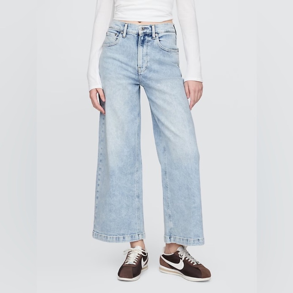 NWT GAP High Rise Wide Leg Stride Ankle Jeans - Petite - Picture 2 of 7